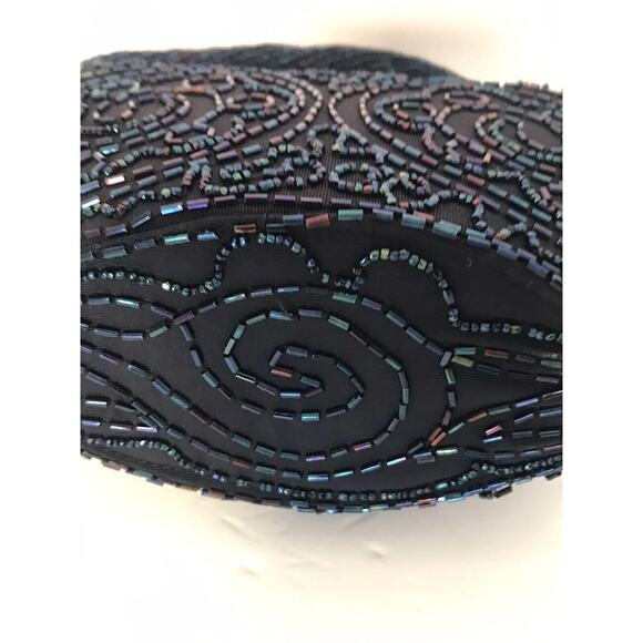 Silk Taffeta Beaded Bucket Purse Handbag Embellished Rauf Co Snap Vintage - Picture 7 of 16